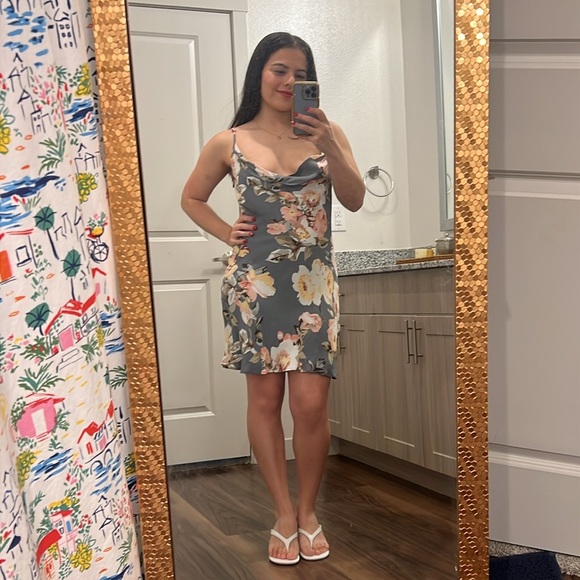 Revolve Privacy Please Cowl Neck Watercolor Floral Mini Dress - Picture 4 of 9